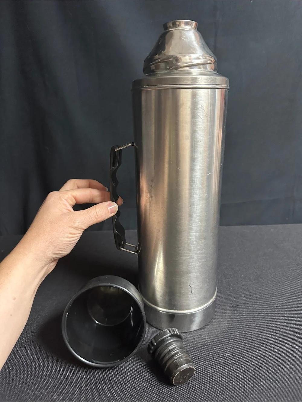 VTG Complete UNO-VAC Stainless Steel Thermos Union Mfg Meriden CT USA Cup